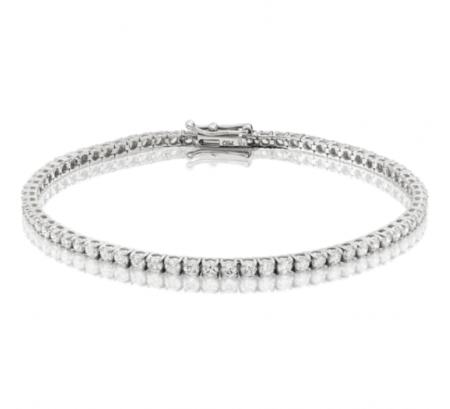 Bespoke Handmade Jewellery | 18ct White Gold Diamond Tennis Bracelet 3ct G/H SI