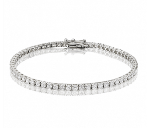 Bespoke Handmade Jewellery | 18ct White Gold Diamond Tennis Bracelet 4ct G/H SI