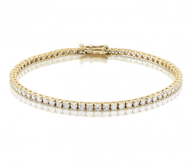 Bespoke Handmade Jewellery | 18ct Yellow Gold Diamond Tennis Bracelet 3ct G/H SI