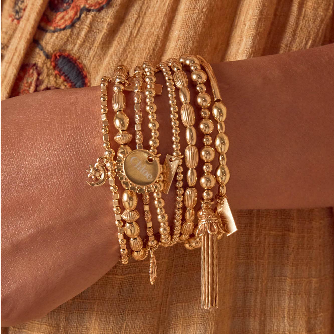 Chlobo | Mini Cube Dainty Moon and Sun Bracelet by Hooper Bolton UK