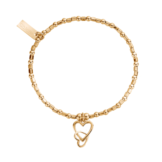 Chlobo | Mini Cube Interlocking Love Heart Gold Bracelet | GBCFB1069 | by Hooper Bolton UK