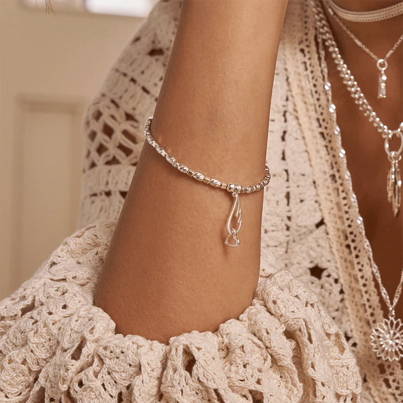 Chlobo | Soul Glow Interlocking Heart & Angel Wing Silver Bracelet | SBCFR3238 | Hooper Bolton