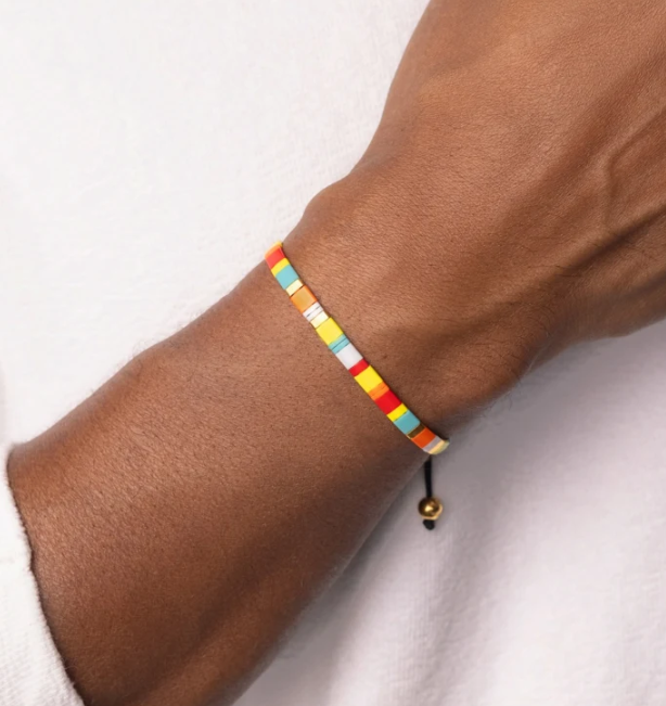 Nialaya Bracelet with Mixed Colours and Gold Miyuki Tila Beads