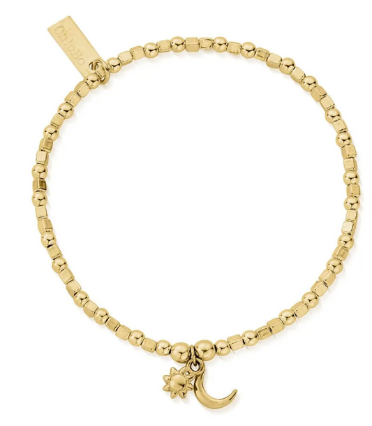 ChloBo Mini Cube Dainty Moon & Sun Bracelet