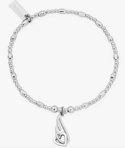 ChloBo Interlocking Heart & Angel Wing Silver Bracelet