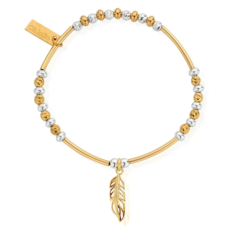 ChloBo Mixed Metal Filigree Feather Bracelet
