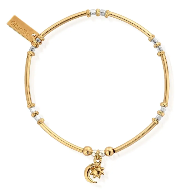 ChloBo Mixed Metal Dainty Moon & Sun Bracelet