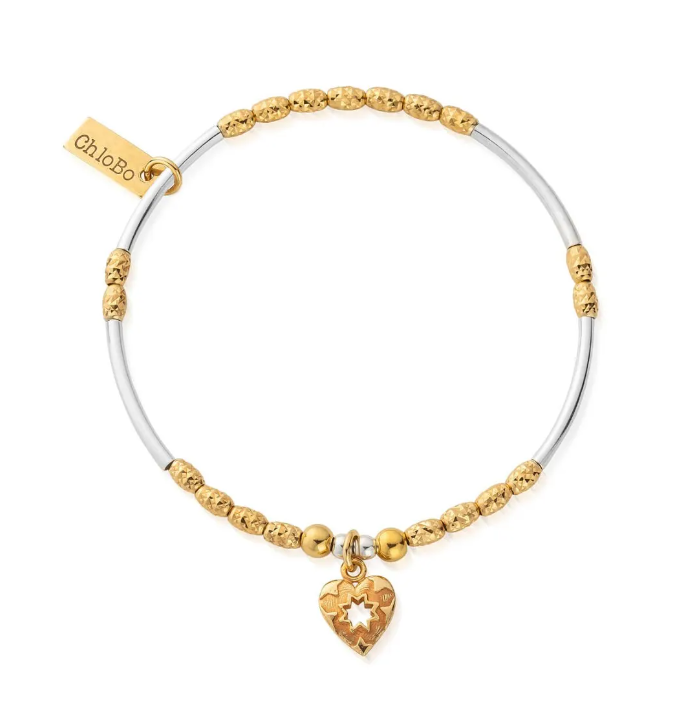 ChloBo Mixed Metal Decorated Star Heart Bracelet