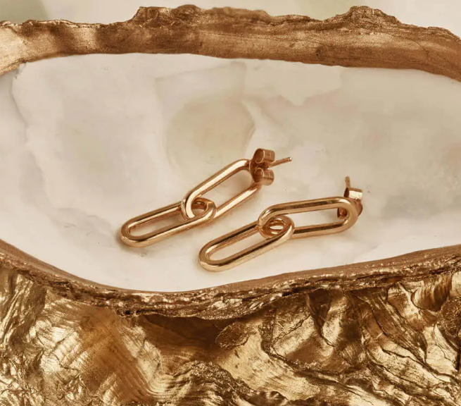 ChloBo Medium Two Link Earrings Gold Plated