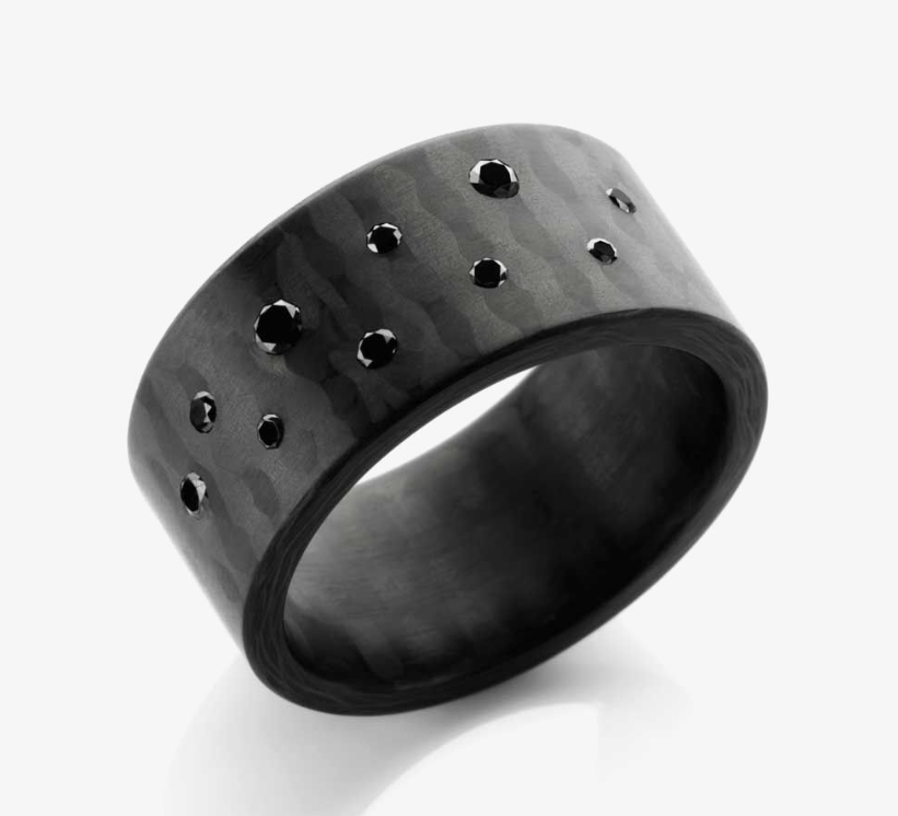 C6 CARBON BLACK STARDUST DIAMOND RING 0.22ct