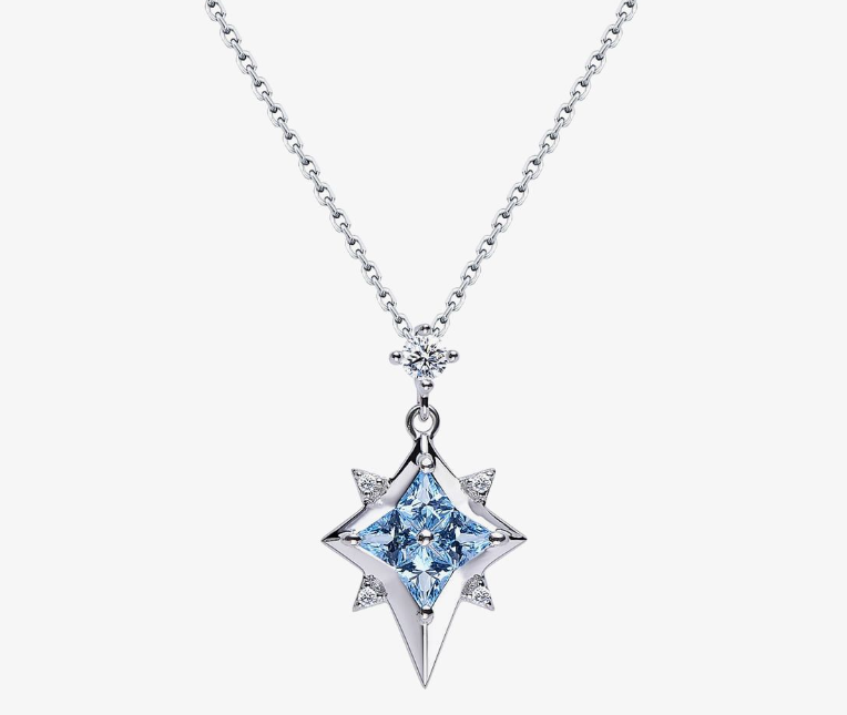 Fei Liu Star of Love Silver Kite Cut Blue Topaz Cubic Zirconia Pendant