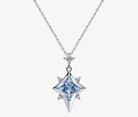 Fei Liu Star of Love Silver Kite Cut Blue Topaz Cubic Zirconia Pendant