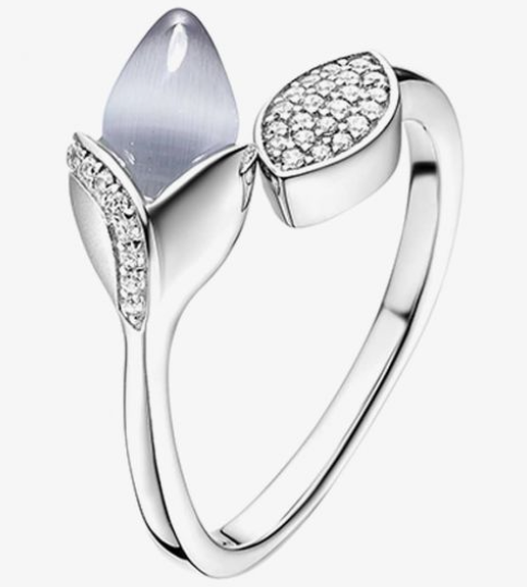 Fei Liu Silver Magnolia With Leaf Ring