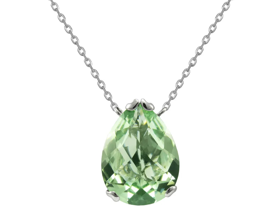 Fei Liu Small Pear Stone Pendant 18ct White Gold