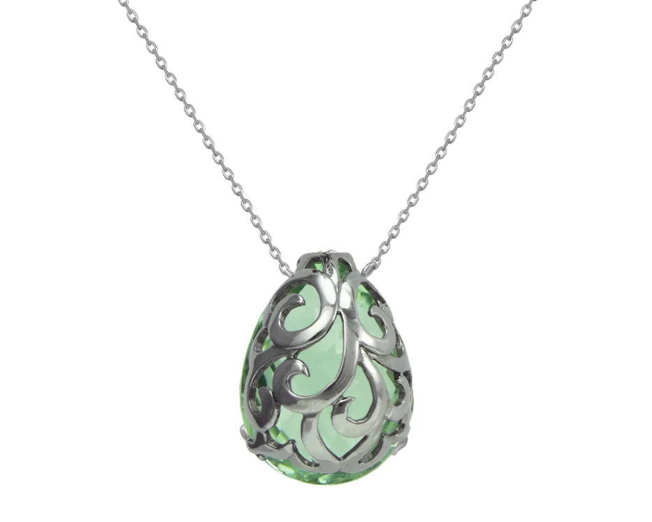 Fei Liu Small Pear Stone Pendant 18ct White Gold