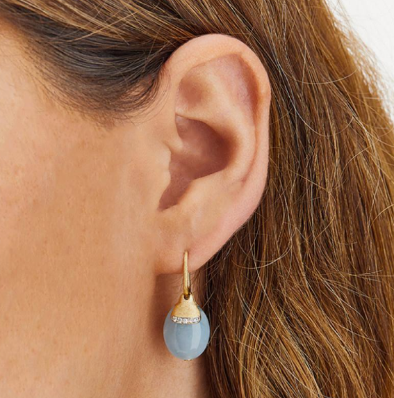 Nanis - 18ct Gold DANCING IN THE RAIN AZURE AQUAMARINE EARRINGS - Large