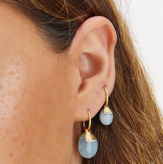 Nanis - 18ct Gold DANCING IN THE RAIN AZURE AQUAMARINE EARRINGS - Large