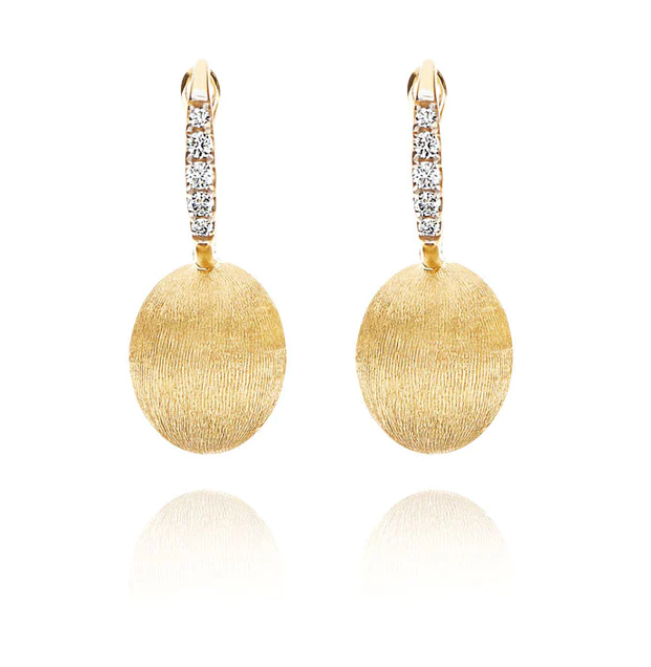 Nanis - "CILIEGINE" GOLD BALL DROP EARRINGS WITH DIAMONDS DETAILS (SMALL)