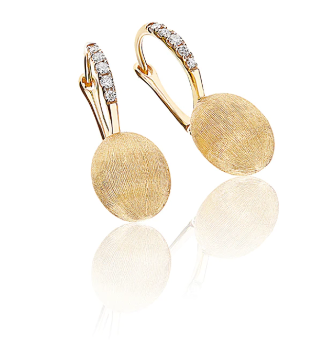 Nanis - "CILIEGINE" GOLD BALL DROP EARRINGS WITH DIAMONDS DETAILS (SMALL)