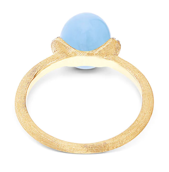 Nanis - "AZURE" GOLD, DIAMONDS AND MILKY AQUAMARINE RING (SMALL)