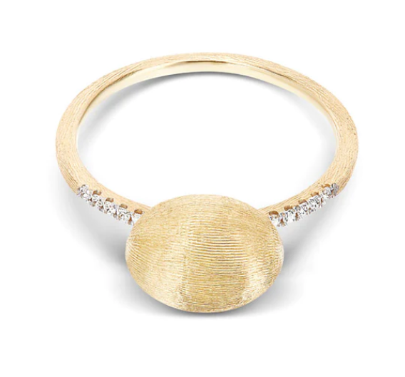 Nanis - "ÉLITE" DIAMONDS AND HAND-ENGRAVED GOLD BOULE RING (MEDIUM)