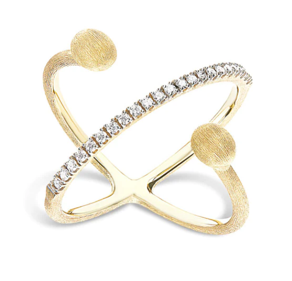 Nanis - "ÉLITE" GOLD AND DIAMONDS CRISS CROSS RING (SMALL)