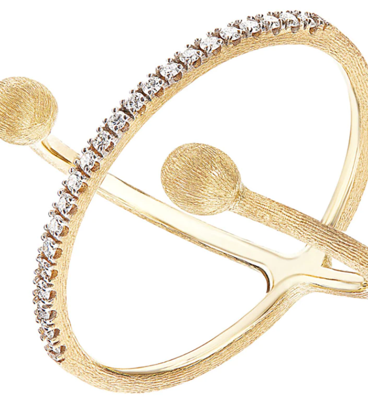 Nanis - "ÉLITE" GOLD AND DIAMONDS CRISS CROSS RING (SMALL)