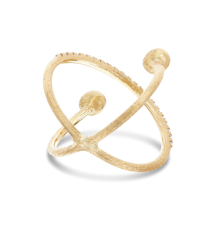 Nanis - "ÉLITE" GOLD AND DIAMONDS CRISS CROSS RING (SMALL)