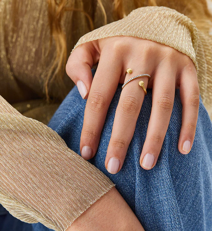 Nanis - "ÉLITE" GOLD AND DIAMONDS CRISS CROSS RING (SMALL)