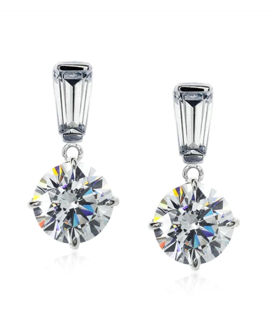 CARAT LONDON ATHENA BAGUETTE ROUND DROPS WHITE GOLD 1.00ct