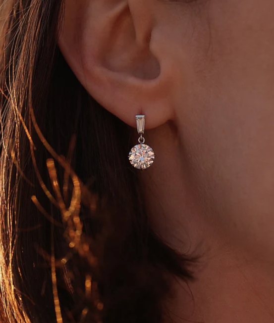 CARAT LONDON ATHENA BAGUETTE ROUND DROPS WHITE GOLD 1.00ct
