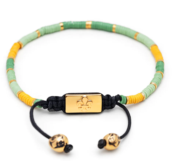 Nialaya Men's Beaded Bracelet with Green Mini Disc Beads
