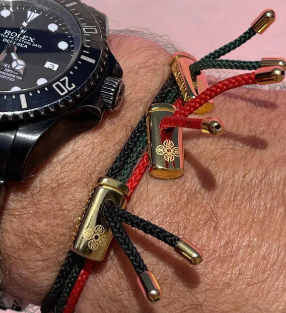 Nialaya Men's Red String Bracelet with Adjustable Gold Lock