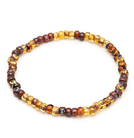 Nialaya Wristband with Amber Japanese Miyuki Beads