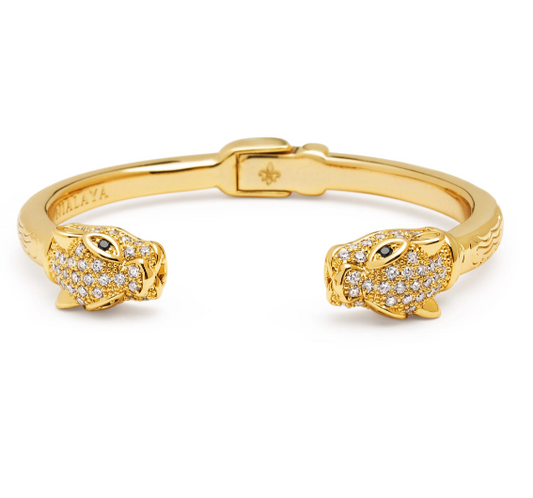 Nialaya Men's Gold CZ Panther Bangle