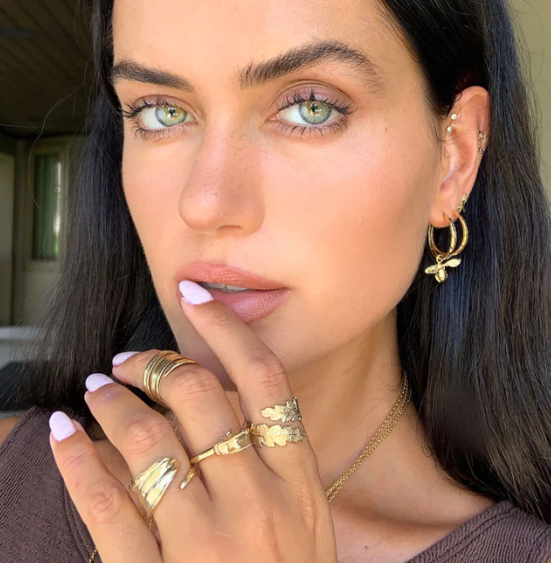 Catherine Zoraida Gold Little Bee Hammered Hoop Earrings