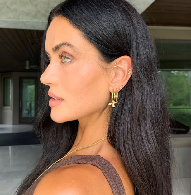 Catherine Zoraida Gold Little Bee Hammered Hoop Earrings