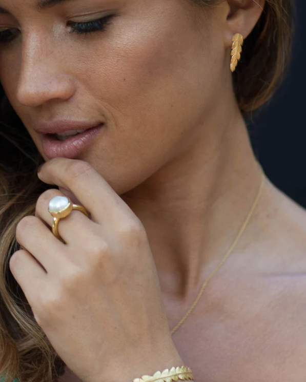 Catherine Zoraida Gold Fern Stud Earrings