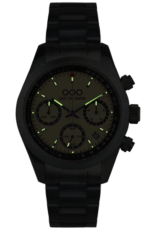 OUT OF ORDER WATCH CREAM SPORTY CRONOGRAFO - STAINLESS STEEL