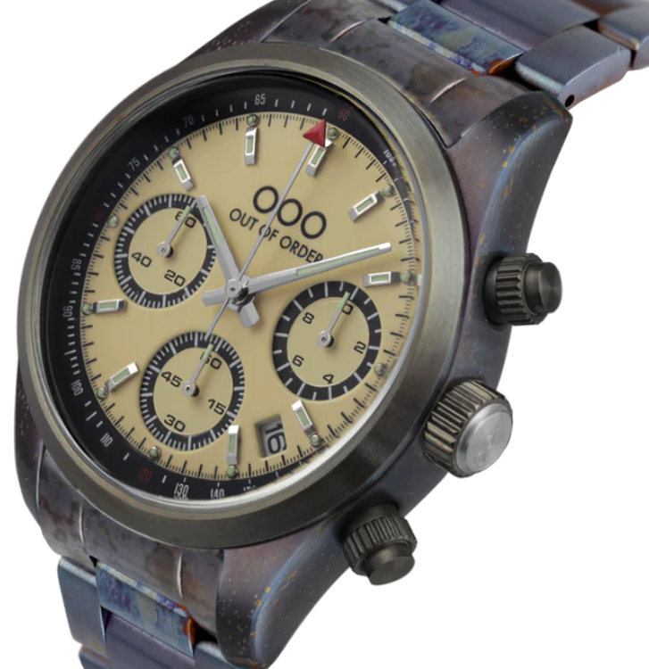 OUT OF ORDER WATCH CREAM SPORTY CRONOGRAFO - STAINLESS STEEL