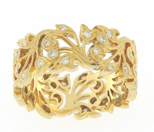 UNGAR & UNGAR Orchid Spray Ring 18ct Yellow gold and Diamond
