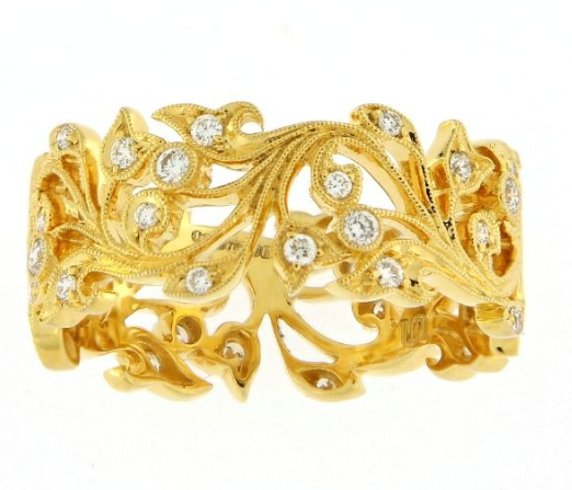 UNGAR & UNGAR Orchid Spray Ring 18ct Yellow gold and Diamond