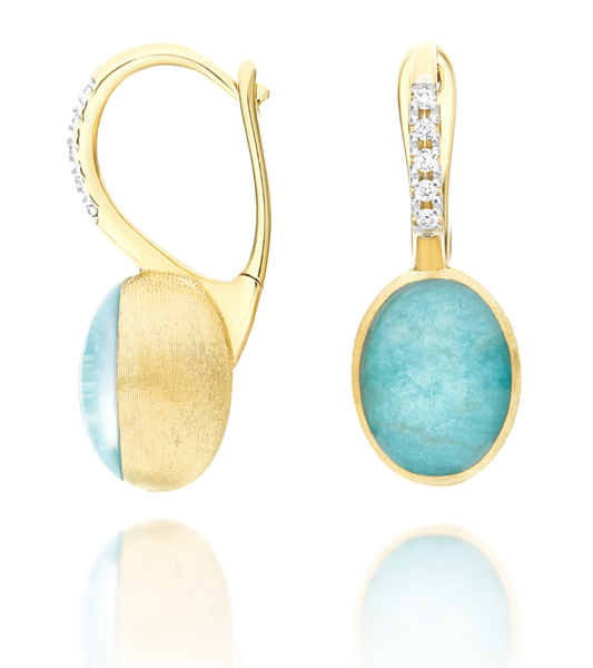 Nanis - 18ct Gold BOULES AMAZONITE EARRINGS SMALL