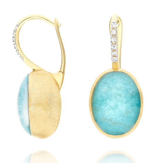 Nanis - 18ct Gold BOULES AMAZONITE EARRINGS LARGE
