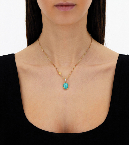 Nanis - 18ct Gold BOULES AMAZONITE NECKLACE LARGE