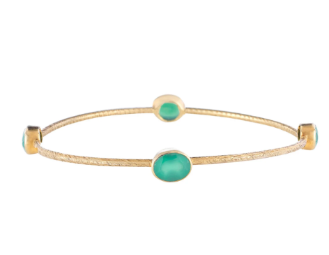 Catherine Zoraida Gold Green Agate Ray Bangle