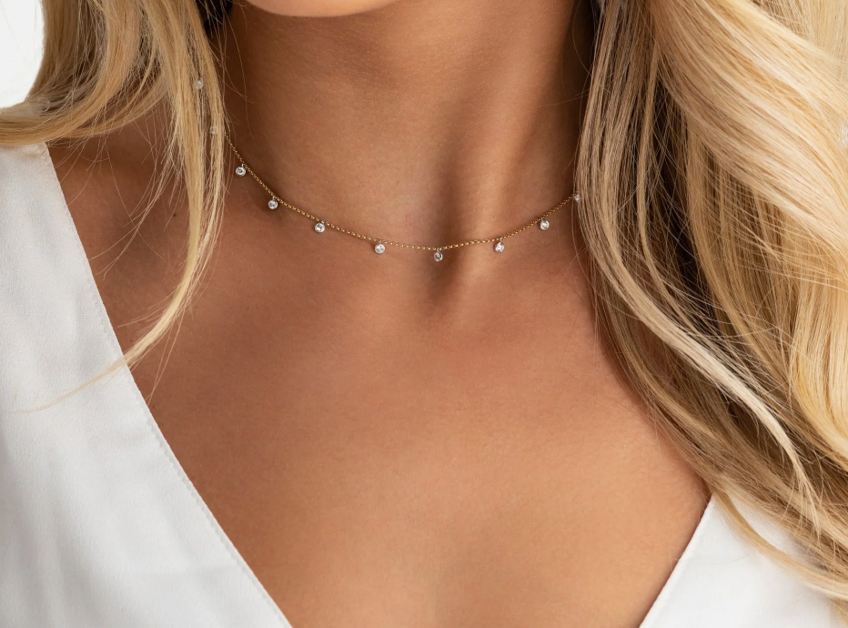 18ct Yellow Gold Spectacle-Set Diamond Necklace