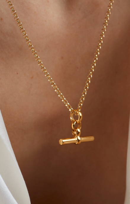 Tilly Sveaas Small Gold T-Bar On Belcher Chain