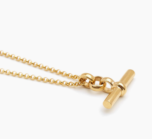 Tilly Sveaas Medium Gold T-Bar On Belcher Chain