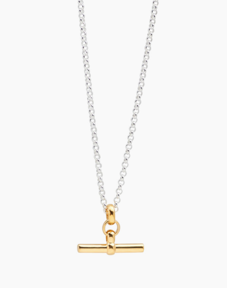 Tilly Sveaas Gold T Bar On Silver Belcher Chain